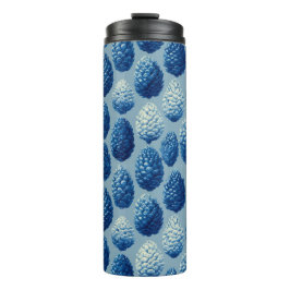 Blauw Winter Pine Cone Patroon Thermosbeker