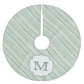 Blauw Winter Polkadot Monogram Initialen boomrok Kerstboom Rok (Voorkant)