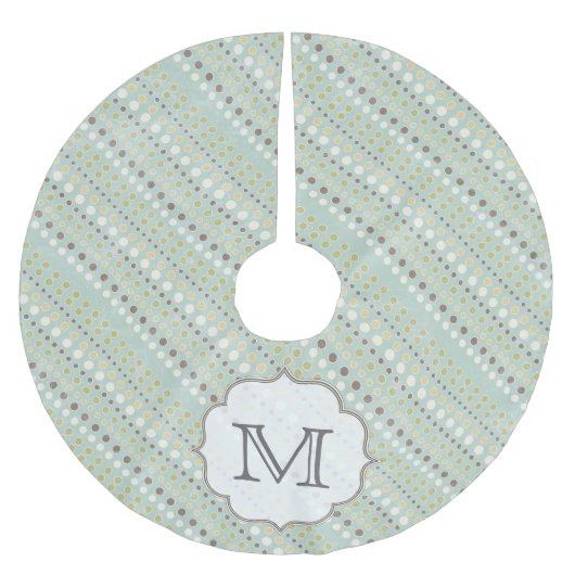 Blauw Winter Polkadot Monogram Initialen boomrok Kerstboom Rok (Voorkant)