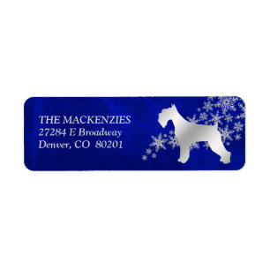 Blauw Winter Schnauzer Retouradres Etiket
