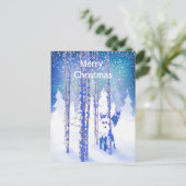 Blauw Winter Sneeuwbos Vos Dierenvossen Briefkaart (Staand voorkant)