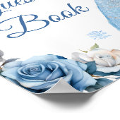 Blauw Winter Sneeuwvlok Mis Quince Gastenboek Poster (Hoek)