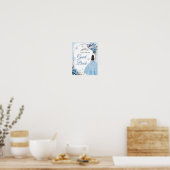 Blauw Winter Sneeuwvlok Mis Quince Gastenboek Poster (Keuken)