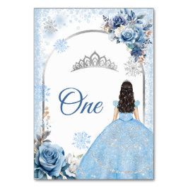 Blauw Winter Sneeuwvlok Mis Quince Tafelnummer