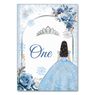 Blauw Winter Sneeuwvlok Mis Quince Tafelnummer