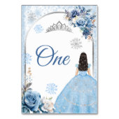 Blauw Winter Sneeuwvlok Mis Quince Tafelnummer (Achterkant)