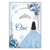 Blauw Winter Sneeuwvlok Mis Quince Tafelnummer (Voorkant)