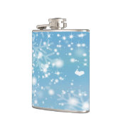 Blauw Winter Sneeuwvlok Ontwerp Heupfles (Links)