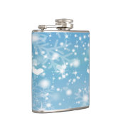 Blauw Winter Sneeuwvlok Ontwerp Heupfles (Rechts)