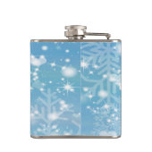 Blauw Winter Sneeuwvlok Ontwerp Heupfles (Achterkant)