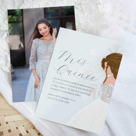  Blauw Winter Sneeuwvlokken Mis Quince Foto Kaart