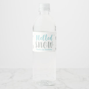 Blauw Winter Verjaardagsfeest Waterfles Label Etiket