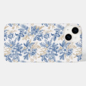 Blauw winter vintage bloempatroon Case-Mate iPhone case (Achterkant (horizontaal))