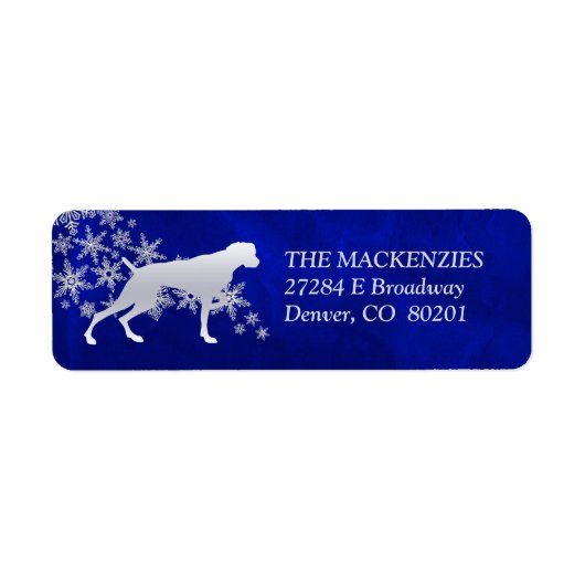 Blauw Winter Weimaraner Retouradres Etiket (Voorkant)