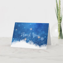 Blauw Winter Wonderland Bedankkaartje | Sneeuwvlok