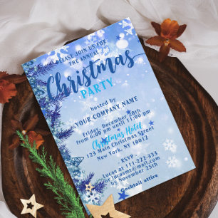 Blauw Winter Wonderland Bedrijfs Kerstfeest Kaart