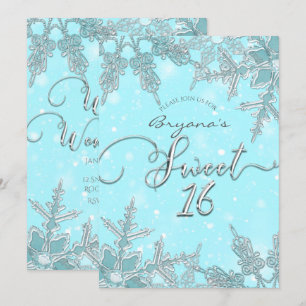 Blauw Winter Wonderland Elegante Sneeuwvlokken Swe Kaart