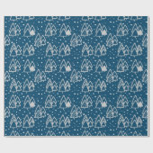 Blauw Winter Wonderland Kerstvakantie patroon Cadeaupapier (Vlak)
