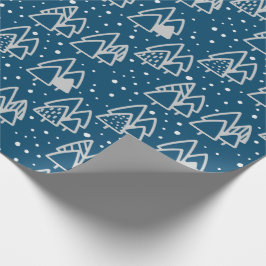 Blauw Winter Wonderland Kerstvakantie patroon Cadeaupapier