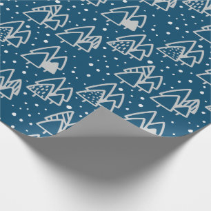 Blauw Winter Wonderland Kerstvakantie patroon Cadeaupapier