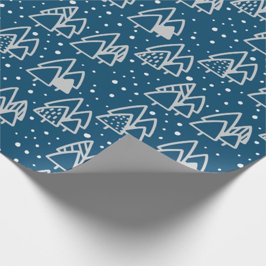 Blauw Winter Wonderland Kerstvakantie patroon Cadeaupapier (Hoek)