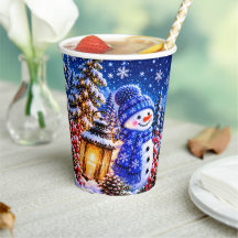 Blauw Winter Wonderland Sneeuwman Kerst Wrap Kop