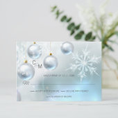 Blauw Winter Wonderland Sneeuwscène Huwelijk RSVP (Staand voorkant)