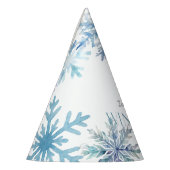Blauw Winter Wonderland Sneeuwvlok Eerste Verjaard Feesthoedjes (Links)