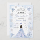 Blauw Winter Wonderland Sneeuwvlok Quinceanera Kaart (Voorkant)