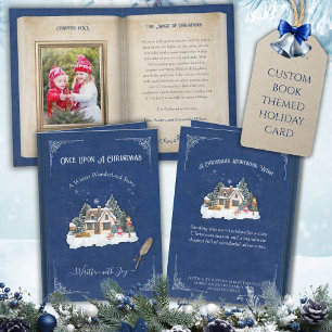 Blauw Winter Wonderland Verhaalboek Kerst Foto Feestdagen Kaart