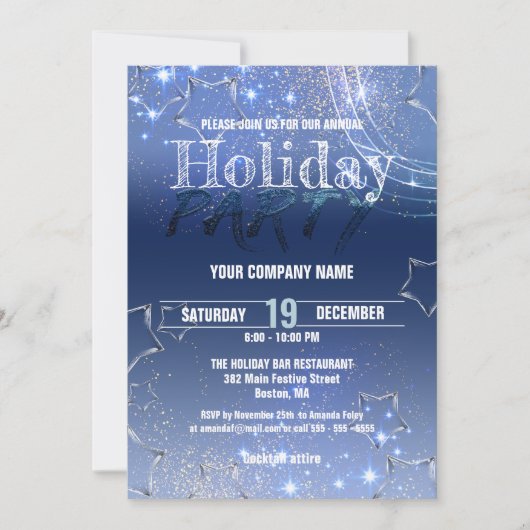 Blauw Winter Wonderland Zakelijk Kerstfeest Kaart (Voorkant)