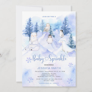 Blauw Winter Woud Arctische Dieren Baby Sprinkle Kaart
