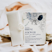 Blauw Winterbloem Waterverf Vrijgezellenfeest Kaart