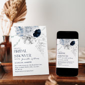 Blauw Winterbloem Waterverf Vrijgezellenfeest Kaart