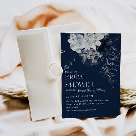 Blauw Winterbloem Waterverf Vrijgezellenfeest Kaart