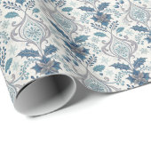 Blauw Winterdamast Inpakpapier (Rol Hoek)