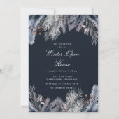 Blauw Wintergroen Winter Open Huis Kaart (Voorkant)