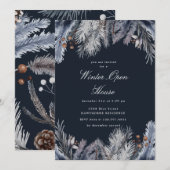 Blauw Wintergroen Winter Open Huis Kaart (Voorkant / Achterkant)