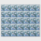 Blauw winterinpakpapier cadeaupapier (Vlak)