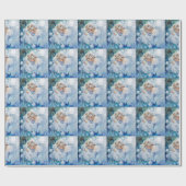 Blauw winterinpakpapier cadeaupapier (Vlak)