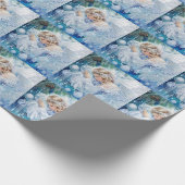 Blauw winterinpakpapier cadeaupapier (Hoek)