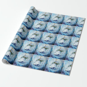 Blauw winterinpakpapier cadeaupapier