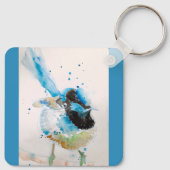 Blauw Winterkoninkje Waterverf Babyblauw Australis Sleutelhanger (Achterkant)