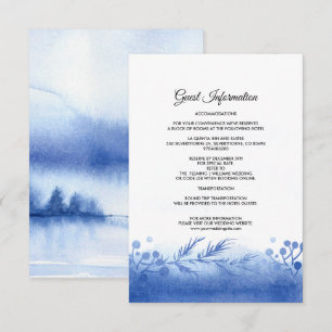 Blauw winterlandschap bruiloft details Kaart