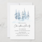 Blauw Winterlandschap Kerstfeest uitnodiging (Voorkant)