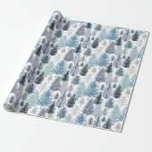 Blauw winterpingpapier cadeaupapier (Uitgerold)