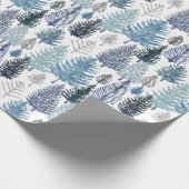 Blauw winterpingpapier cadeaupapier (Hoek)