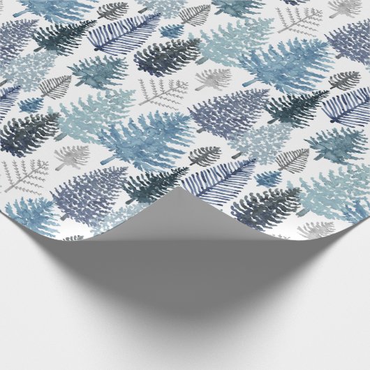 Blauw winterpingpapier cadeaupapier (Hoek)