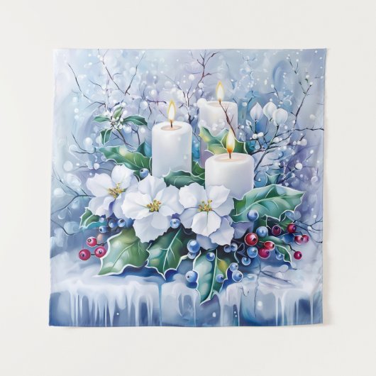 Blauw wintertapijt wandkleed (Voorkant)