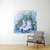 Blauw wintertapijt wandkleed (In situ)